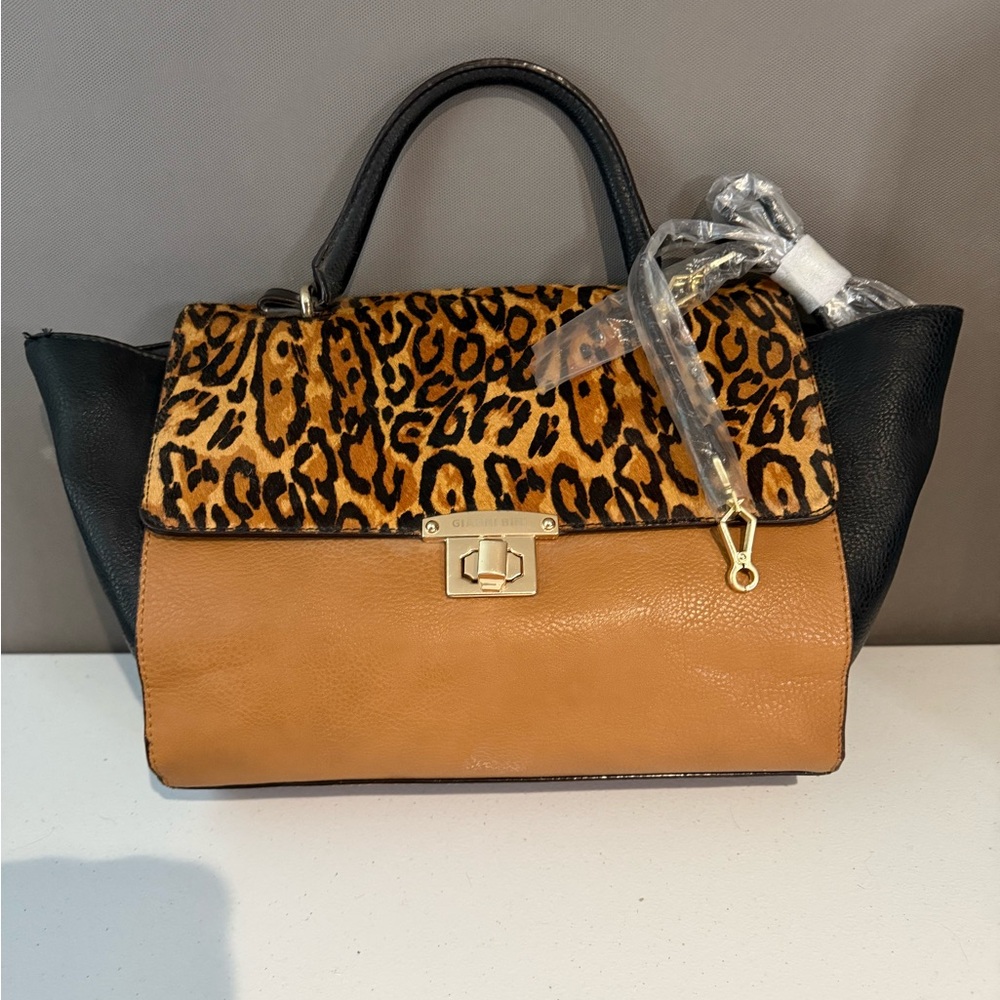 Gianni Bini Leopard and Tan Satchel